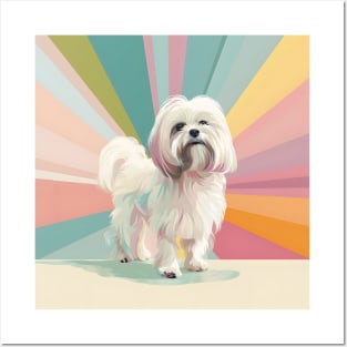 Retro Lhasa Apso: Pastel Pup Revival Posters and Art